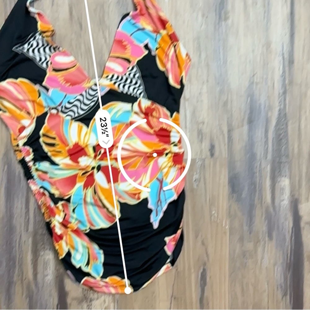 VTG Y2K 2000s Tropical Floral Hibiscus Flower Colorful Halter Tank Top - Picture 7 of 7